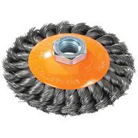 Knot-Twisted Saucer Cup Wire Wheel, 7" Dia., 0.02" Fill, 5/8"-11 Arbor, Steel Groupe Generik