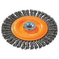 Stringer Bead Knotted Wire Brush, 4" Dia., 0.02" Fill, 5/8"-11 Arbor, Steel Groupe Generik