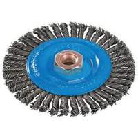 Stringer Bead Knotted Wire Brush, 4" Dia., 0.02" Fill, 5/8"-11 Arbor, Aluminum/Stainless Steel Groupe Generik