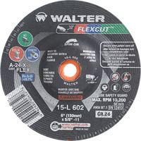 Meules &agrave; moyeu d&eacute;port&eacute; Flexcut, 6", 24 Grain, Oxyde d'aluminium, 5/8"-11, 10 200 Tr/min, Type 29 Groupe Generik