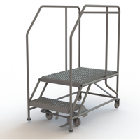 Plateforme de travail mobile, Acier, 2 Marches, 20" ha, 35" p, 24" Marche, Stri&eacute; Groupe Generik