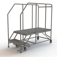 Plateforme de travail mobile, Acier, 2 Marches, 20" ha, 47" p, 24" Marche, Stri&eacute; Groupe Generik