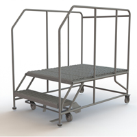 Plateforme de travail mobile, Acier, 2 Marches, 20" ha, 48" p, 36" Marche, Stri&eacute; Groupe Generik