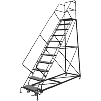 Safety Slope Rolling Ladder, 11 Steps, Perforated, 50° Incline, 110" High Groupe Generik