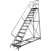 Safety Slope Rolling Ladder, 13 Steps, Perforated, 50° Incline, 130" High Groupe Generik