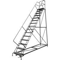 Safety Slope Rolling Ladder, 15 Steps, Perforated, 50° Incline, 150" High Groupe Generik