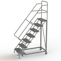 Safety Slope Rolling Ladder, 7 Steps, Serrated, 50° Incline, 70" High Groupe Generik