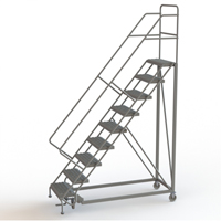 Safety Slope Rolling Ladder, 9 Steps, Serrated, 50° Incline, 90" High Groupe Generik