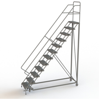 Safety Slope Rolling Ladder, 12 Steps, Serrated, 50° Incline, 120" High Groupe Generik