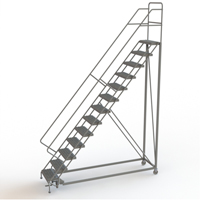 Safety Slope Rolling Ladder, 13 Steps, Serrated, 50° Incline, 130" High Groupe Generik