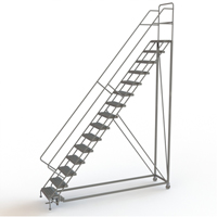 Safety Slope Rolling Ladder, 15 Steps, Serrated, 50° Incline, 150" High Groupe Generik
