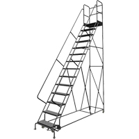 Escabeaux roulants &agrave; dessus profond, 14 marches, Largeur de la marche 24", Hauteur de la plateforme 140", Acier Groupe Generik