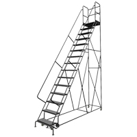 Escabeaux roulants &agrave; dessus profond, 15 marches, Largeur de la marche 24", Hauteur de la plateforme 150", Acier Groupe Generik