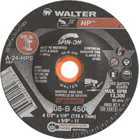 HP Spin-On Grinding Wheel, 4-1/2" x 1/4", 5/8"-11 Arbor, Type 27S Groupe Generik