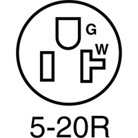 2-Pole 3-Wire Grounding Straight Blade Connector, 5-20P, Nylon Groupe Generik