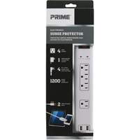 Limiteurs de surtension avec chargeur USB, 4 Prises, 1200 J, 1875 W, Cordon 4' Groupe Generik