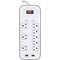 Limiteurs de surtension avec chargeur USB, 8 Prises, 2400 J, 1875 W, Cordon 6' Groupe Generik