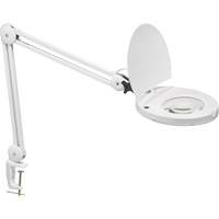 Adjustable Magnifier Lamp, 5 Diopter, LED Light, 47" Arm, C-Clamp, White Groupe Generik